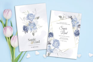 הזמנה יוקרתית לחתונה פרחים כחולים 1040